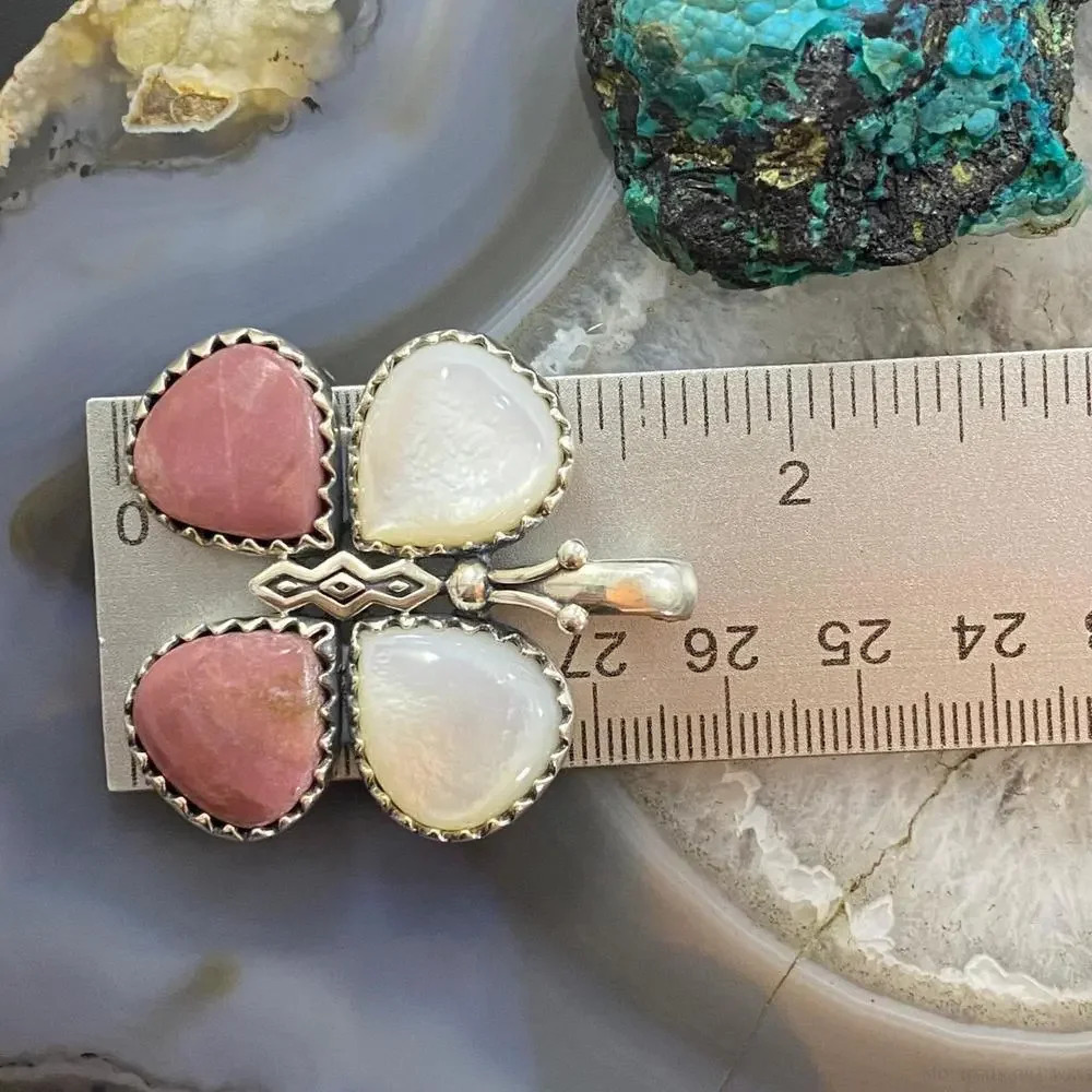 Carolyn Pollack Southwestern Style Sterling Mother of Pearl & Rhodonite Pendant - Picture 10 of 10